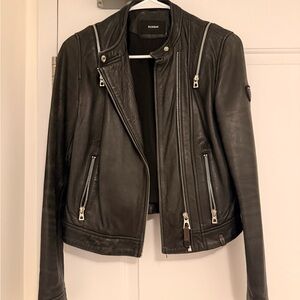 RUDSAK Women's Black Leather Biker Jacket